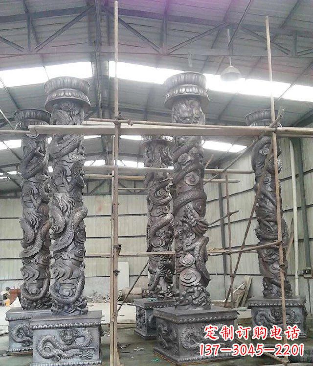 嘉兴传统艺术雕刻精美大型仿铜龙柱
