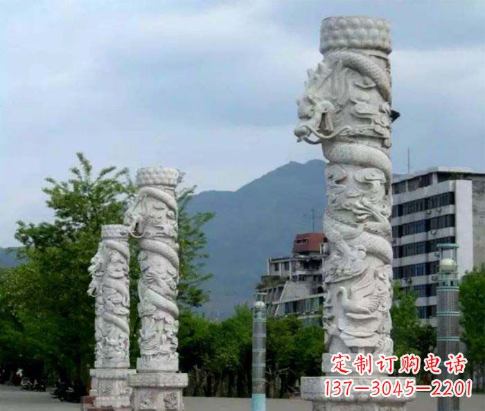 嘉兴广场景观大理石龙柱石雕 (3)