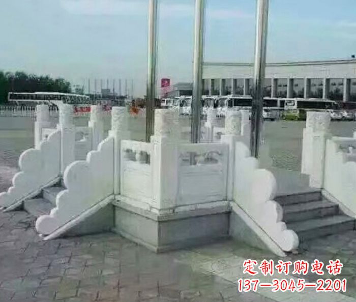 嘉兴广场景观汉白玉升旗台石雕 (2)