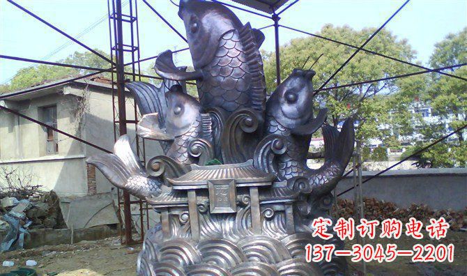 嘉兴广场鲤鱼跃龙门景观铜雕