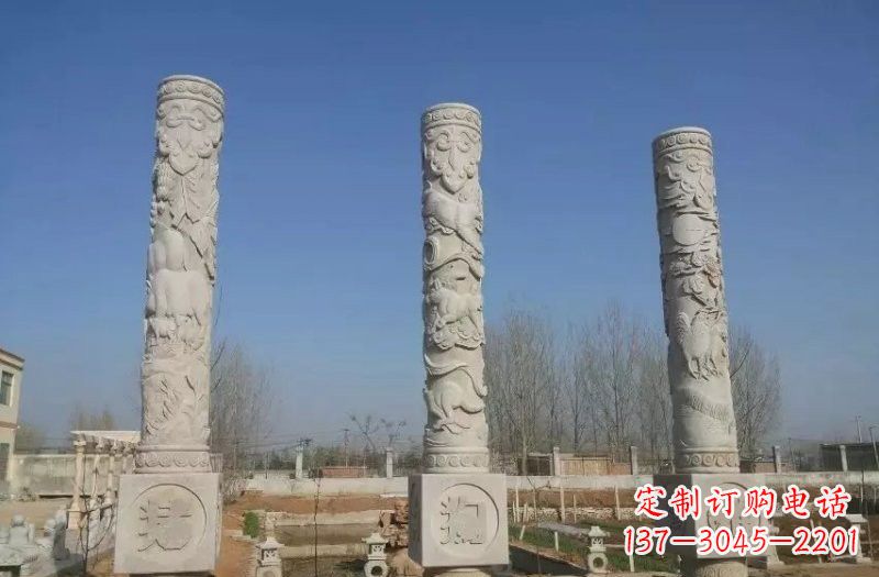 嘉兴广场十二生肖文化柱石雕