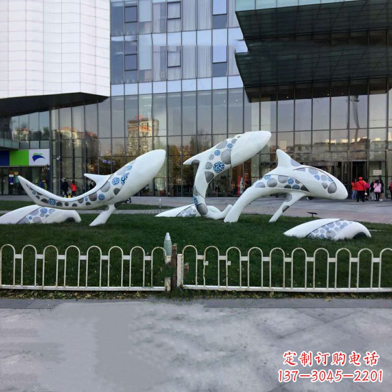 嘉兴城市绿地观赏海豚雕塑