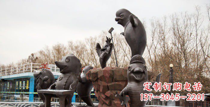 嘉兴精美铜海豚雕塑,精细雕琢把海豚灵魂融入!