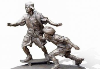 嘉兴令人惊叹的广场滑板男孩铜雕塑
