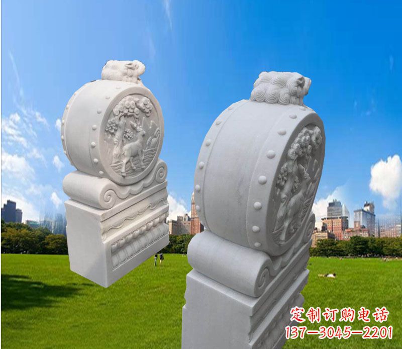 嘉兴精致的汉白玉门墩雕塑