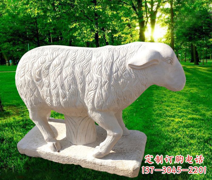 嘉兴中领雕塑的汉白玉山羊石雕是一件雕刻精美的…