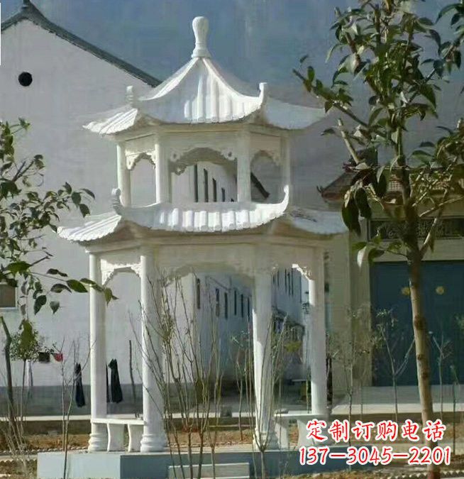 嘉兴汉白玉双层凉亭石雕
