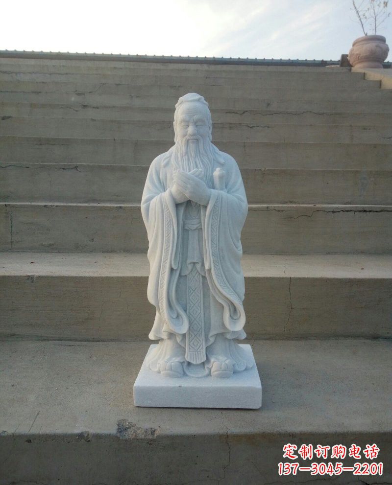 嘉兴汉白玉孔子石雕,雕刻传承千百年文明