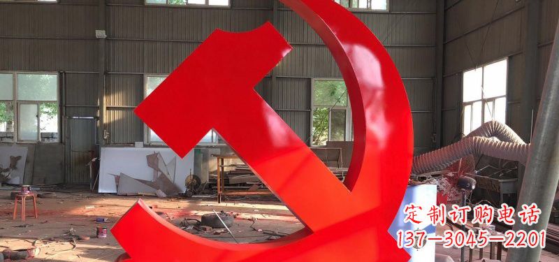 嘉兴河南不锈钢党徽雕塑,精致而完美