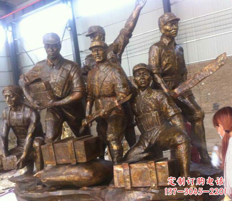 嘉兴红军打仗铜雕