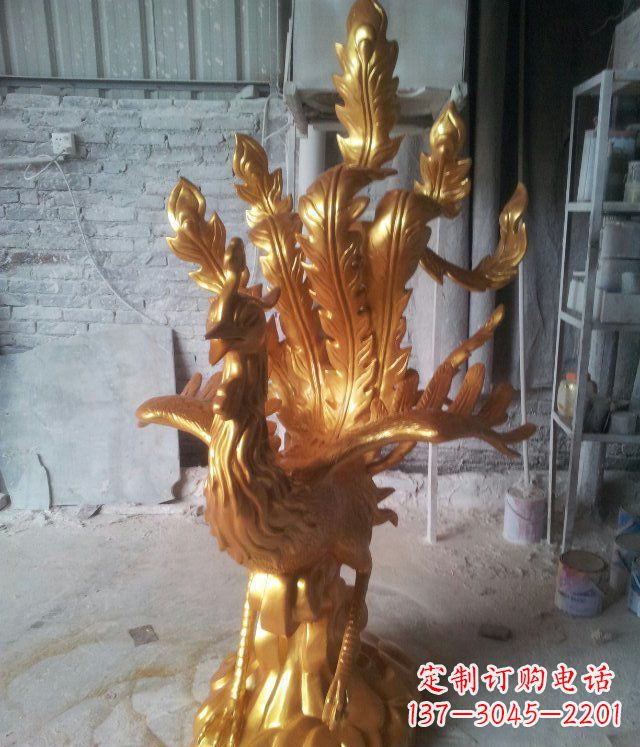嘉兴金凤凰玻璃钢仿铜动物雕塑─让美丽无限盛开