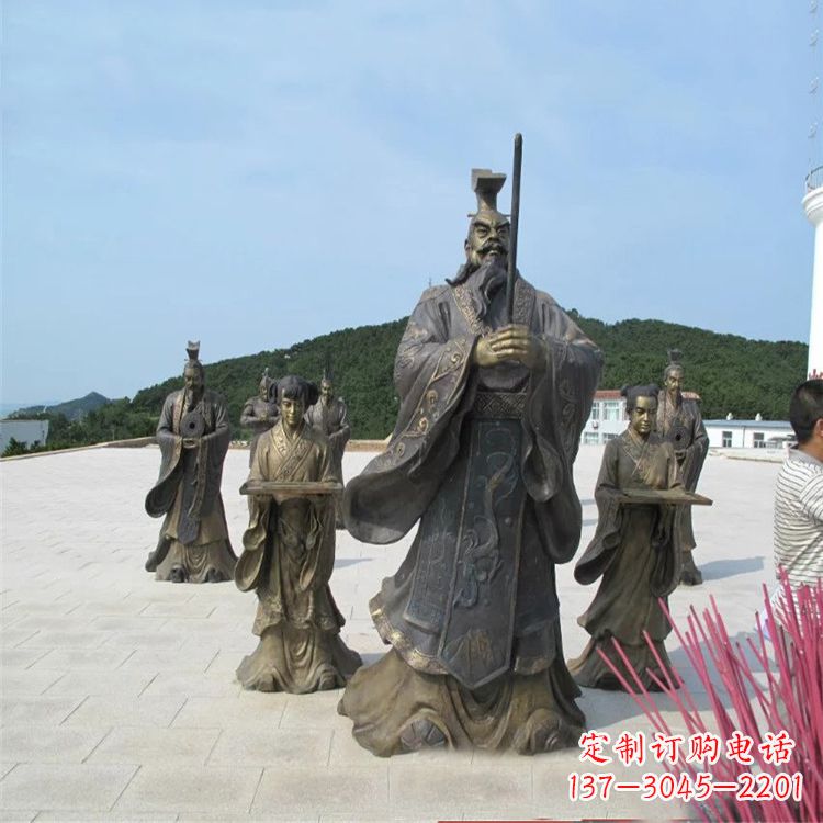 嘉兴景区广场秦始皇祭祀铜雕情景小品雕塑