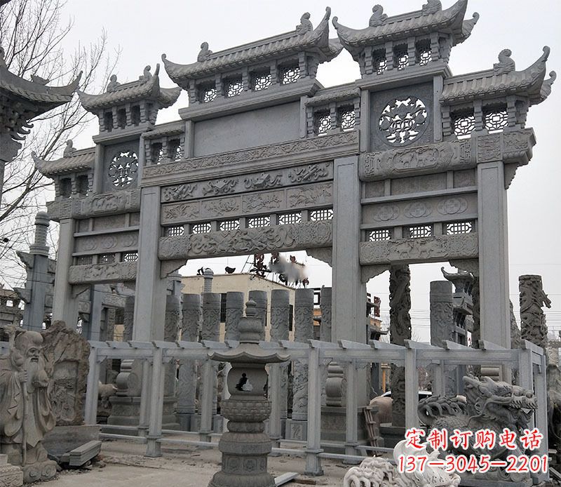 嘉兴京中领雕塑:牌坊石雕定制