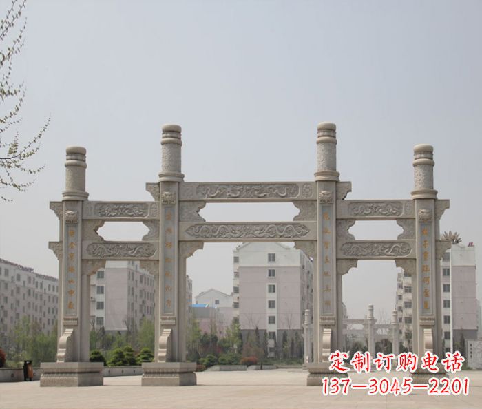 嘉兴上中领雕塑:牌坊石雕定制