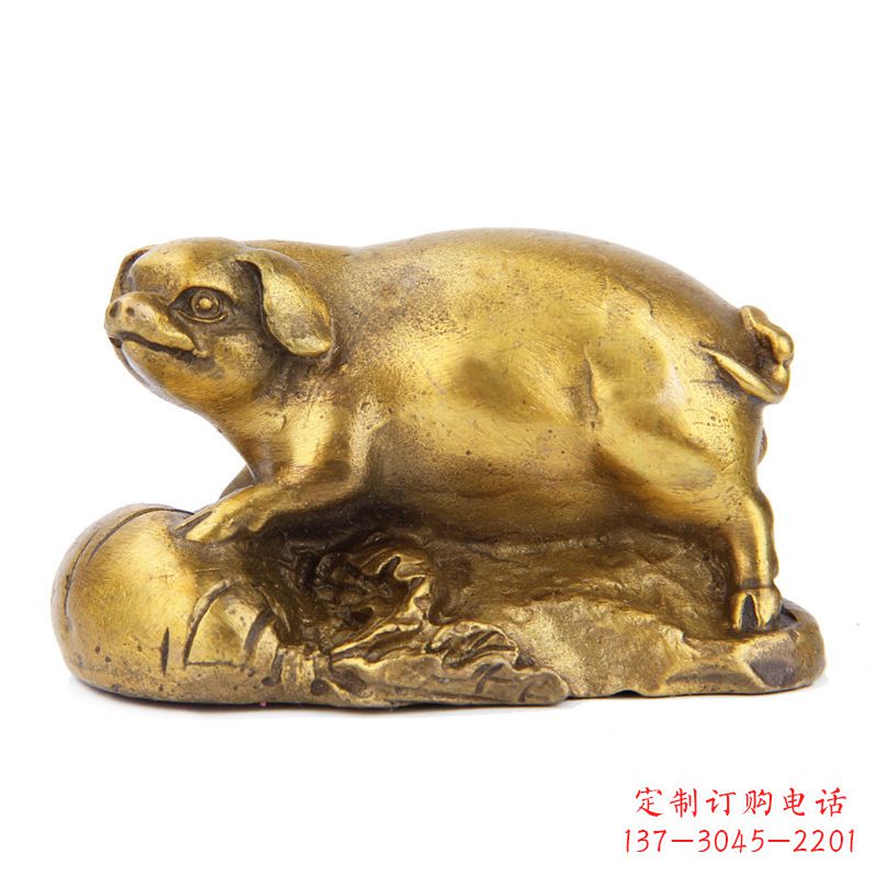 嘉兴生肖猪-铸铜鎏金动物雕塑摆件