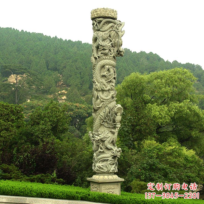 嘉兴中领雕塑:大气雄伟的石雕龙柱
