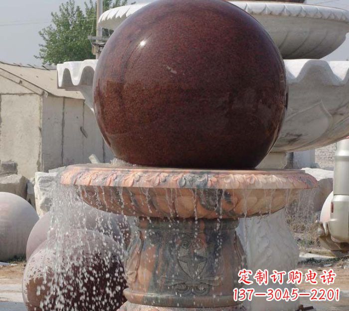 嘉兴石来运转小型风水球喷泉石雕