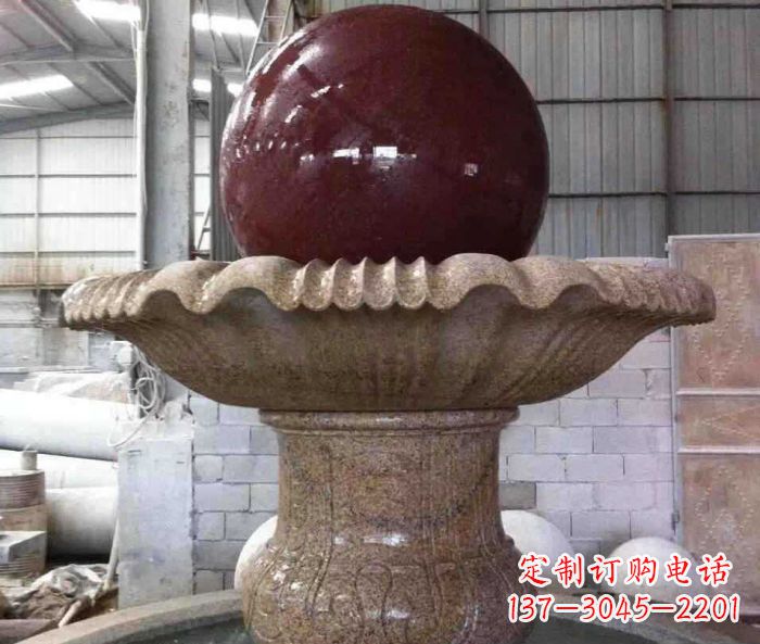 嘉兴石来运转小型风水球喷泉石雕 (2)