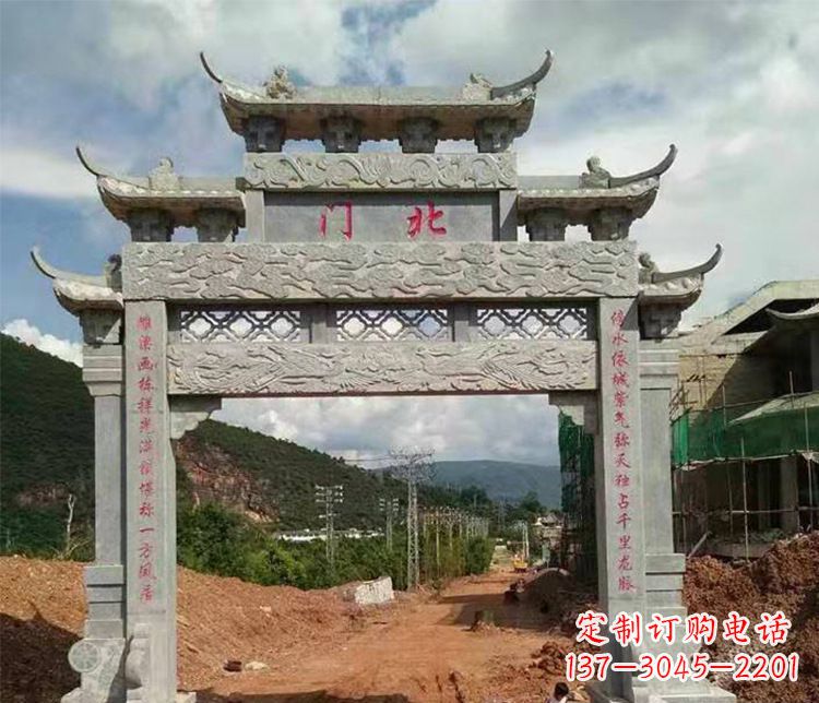 嘉兴石牌坊单门牌坊石雕