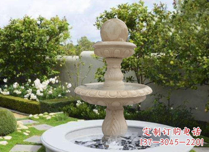 嘉兴双层风水球喷泉别墅石雕