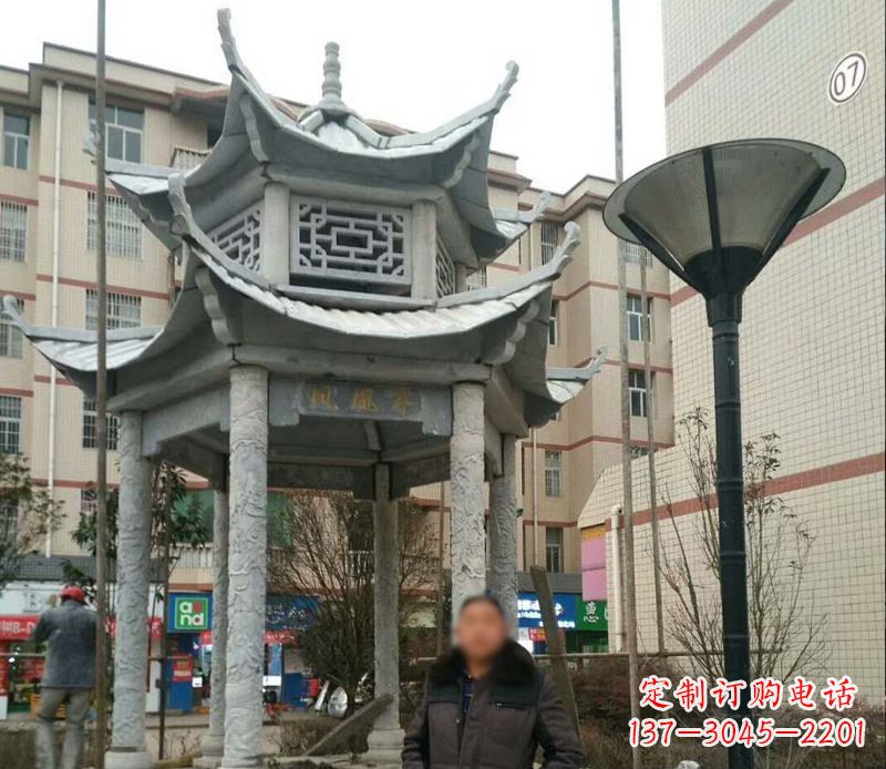 嘉兴双层六角凉亭石雕