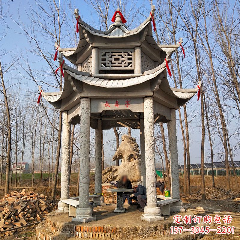 嘉兴双层六角石凉亭