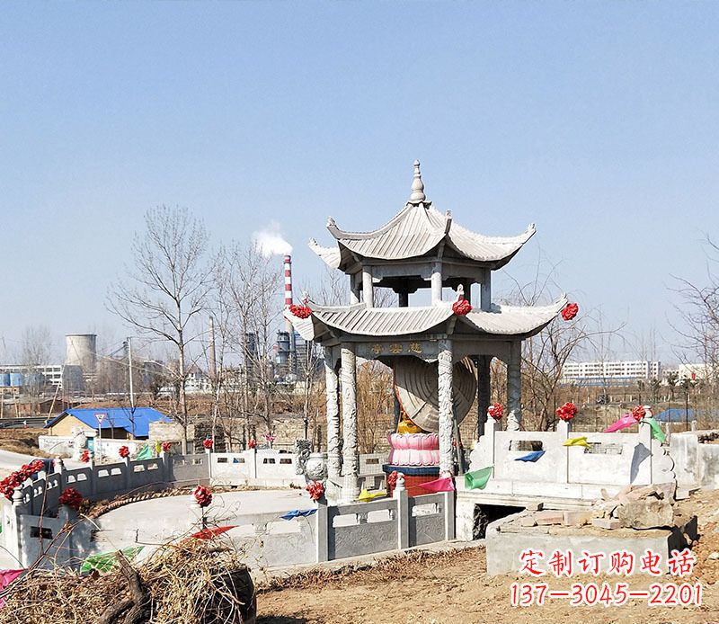 嘉兴双层石凉亭石雕 (2)