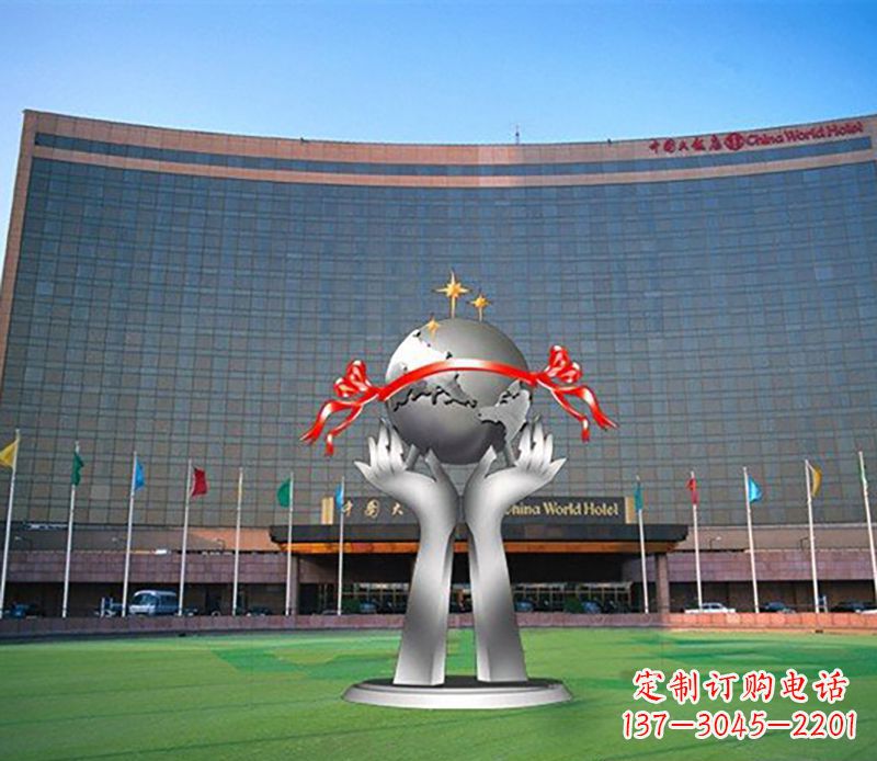 嘉兴双手捧地球校园不锈钢雕塑
