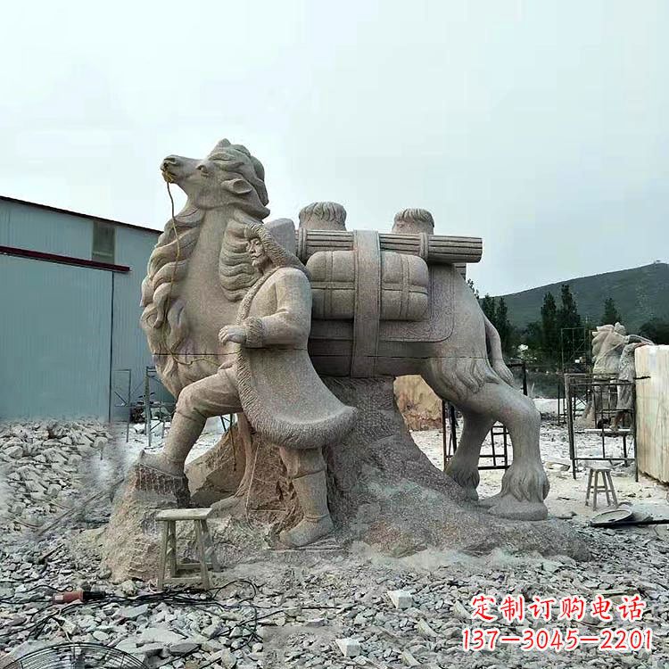 嘉兴丝绸之路骆驼情景石雕