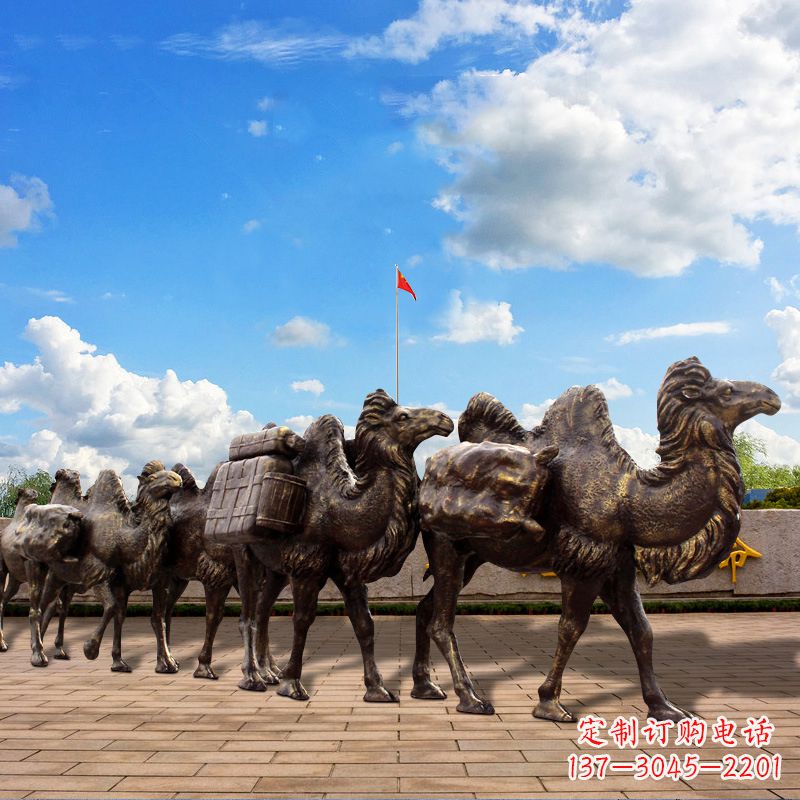 嘉兴丝绸之路骆驼队仿铜景观雕塑