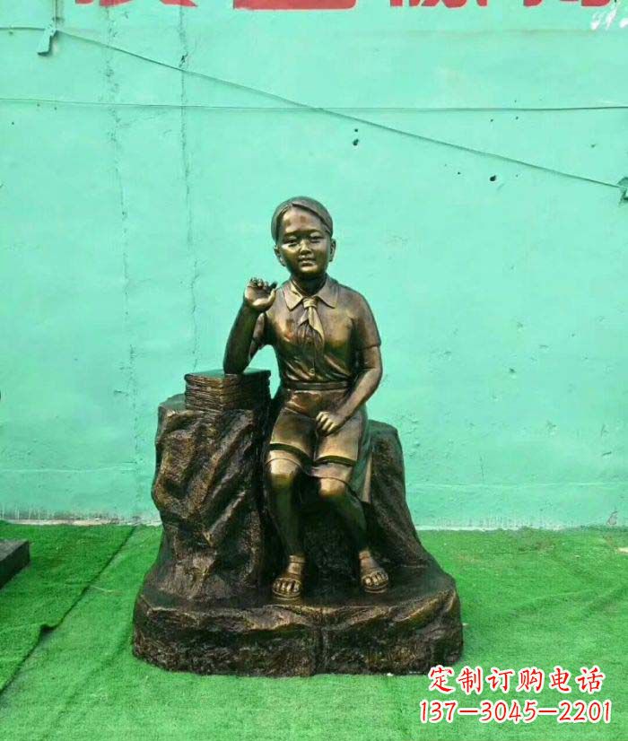 嘉兴思考的女孩铜雕