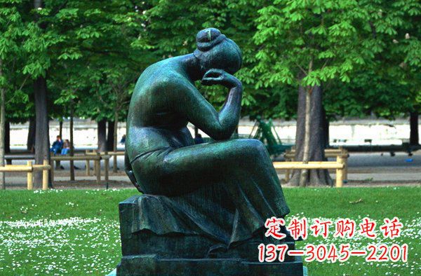 嘉兴思考的女人青铜人物铜雕
