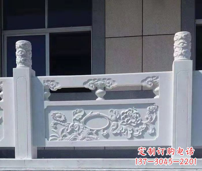 嘉兴寺庙景观汉白玉石浮雕栏板 (4)