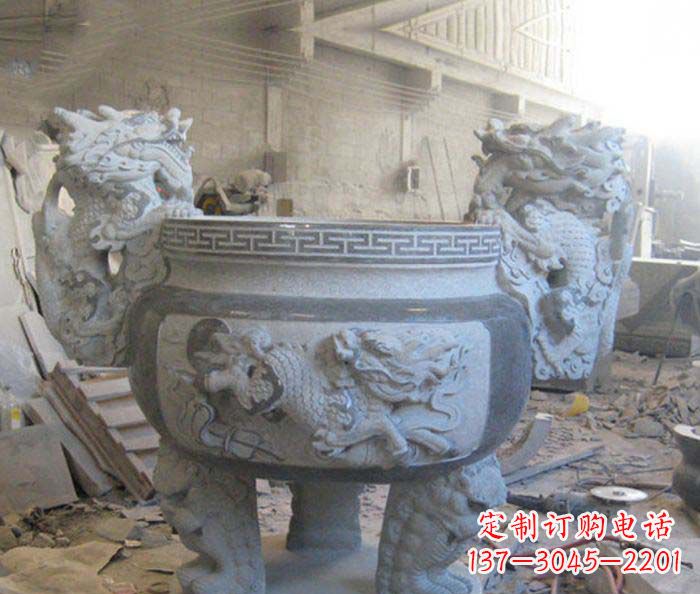 嘉兴寺庙景观龙头水缸石雕