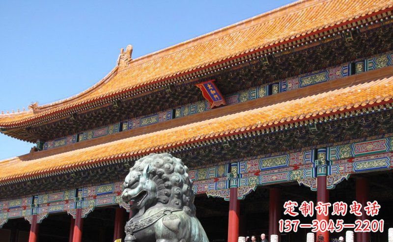 嘉兴寺庙门口青铜狮子雕塑