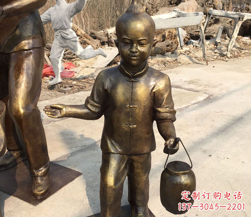 嘉兴提灯笼的小男孩铜雕