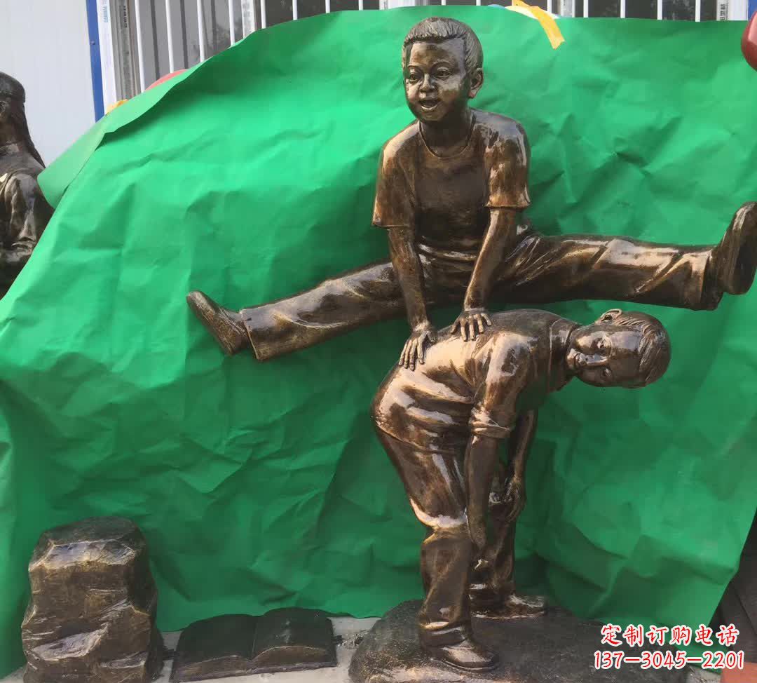 嘉兴跳马儿童铜雕