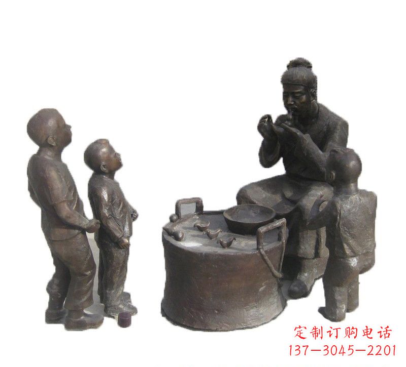 嘉兴铜雕吹糖人的古代人物