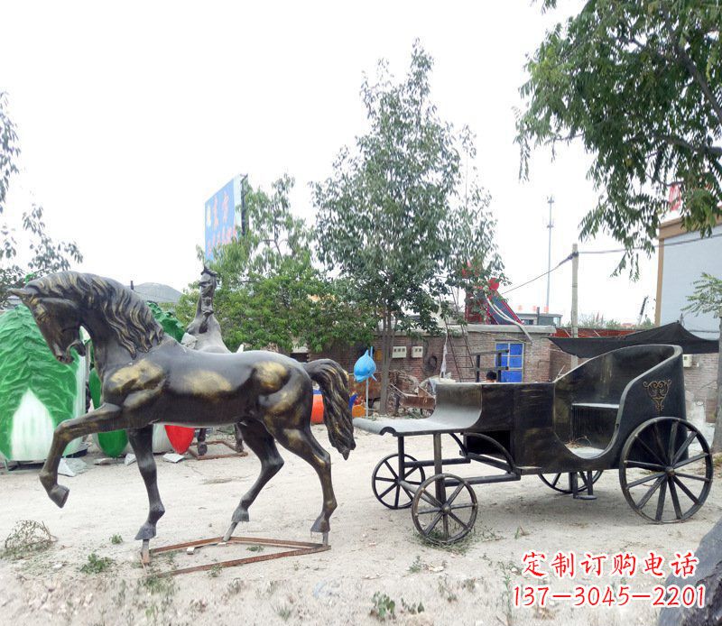 嘉兴铜雕古代战马景观摆件