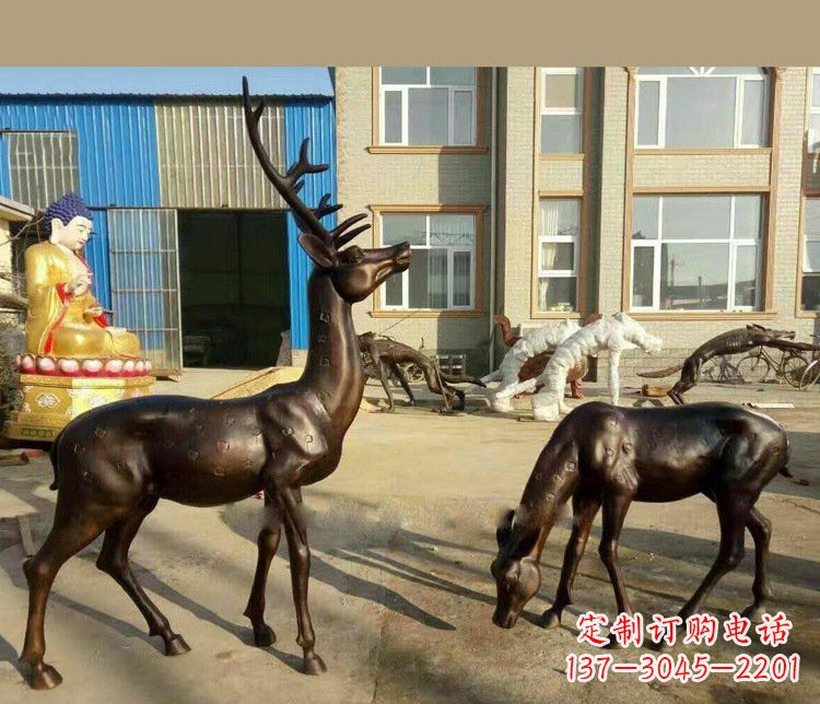嘉兴铜雕户外公园动物雕塑鹿摆件 (2)