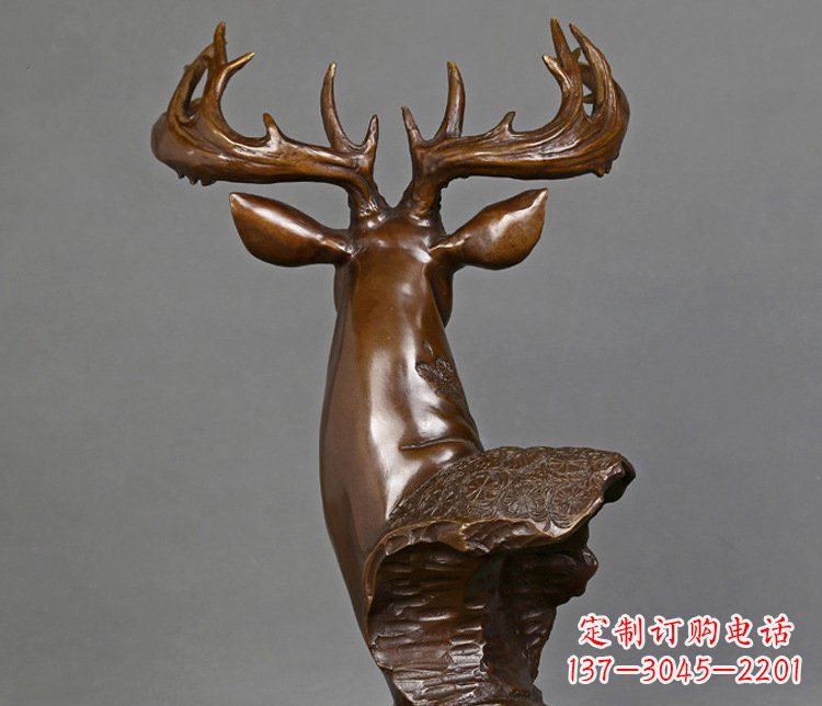 嘉兴铜雕吉祥招财鹿头雕塑摆件