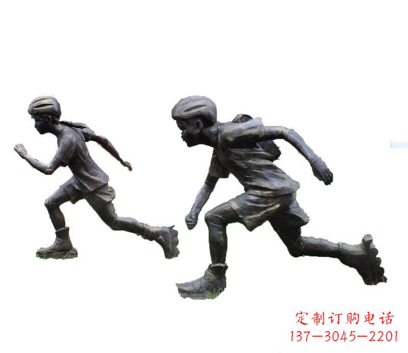嘉兴铜雕民俗溜冰儿童摆件