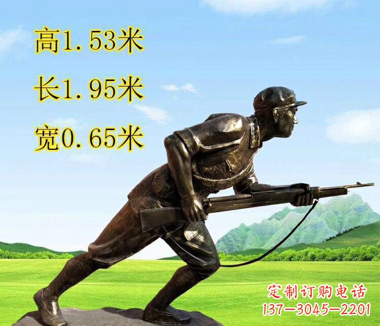 嘉兴铜雕拿枪战士雕塑