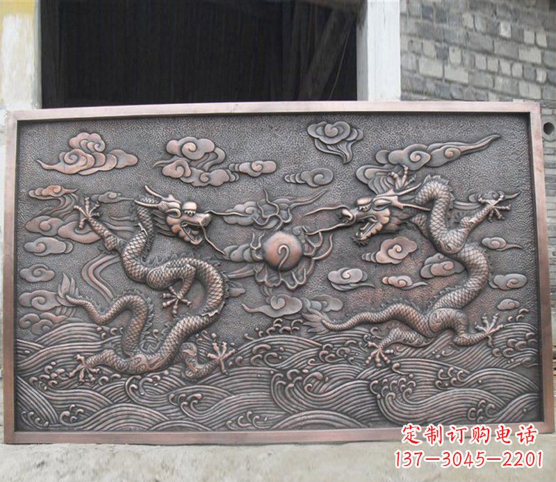 嘉兴铜雕双龙壁画景观摆件