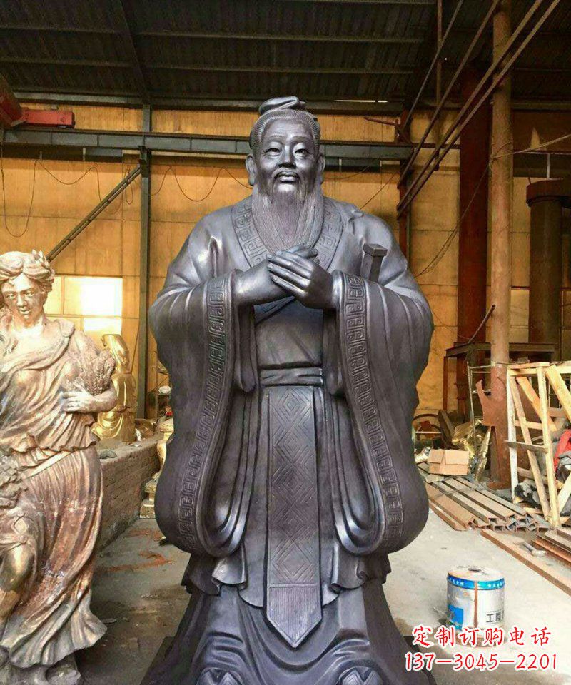嘉兴铜雕校园孔子人像雕塑