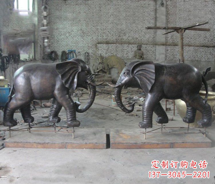 嘉兴铜雕园林动物大象雕塑 (2)