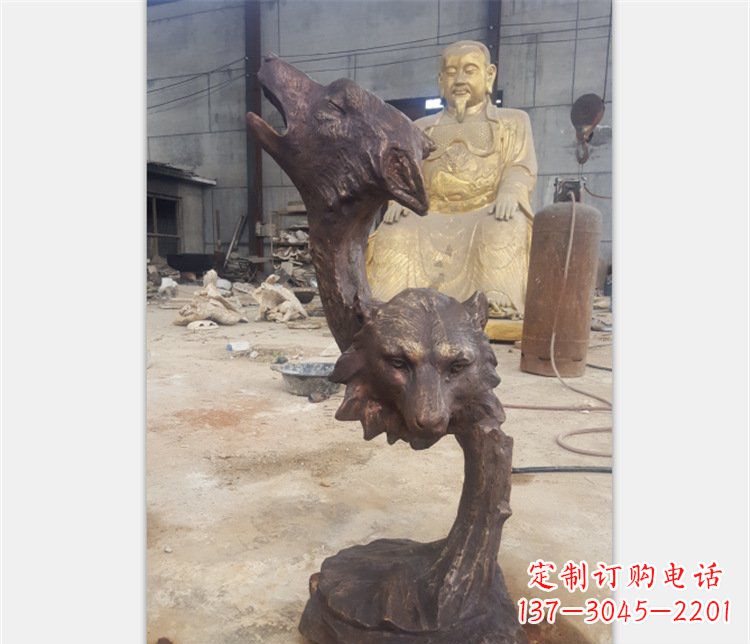 嘉兴铜雕园林金钱豹动物雕塑
