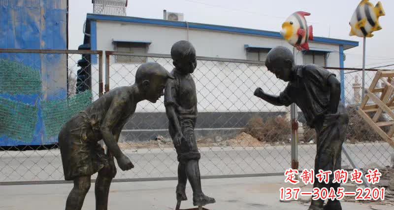 嘉兴玩陀螺人物铜雕