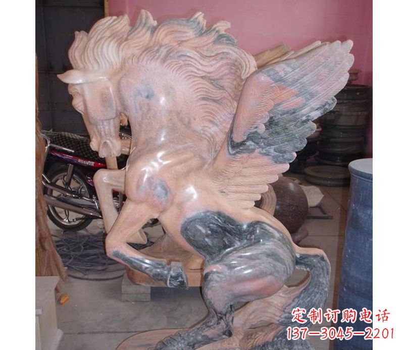 嘉兴晚霞红奔马石雕
