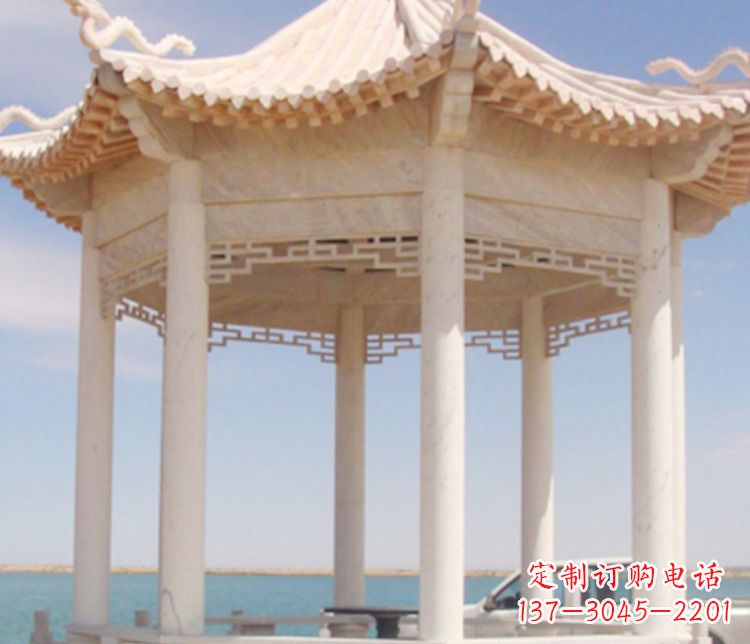 嘉兴晚霞红单层凉亭石雕